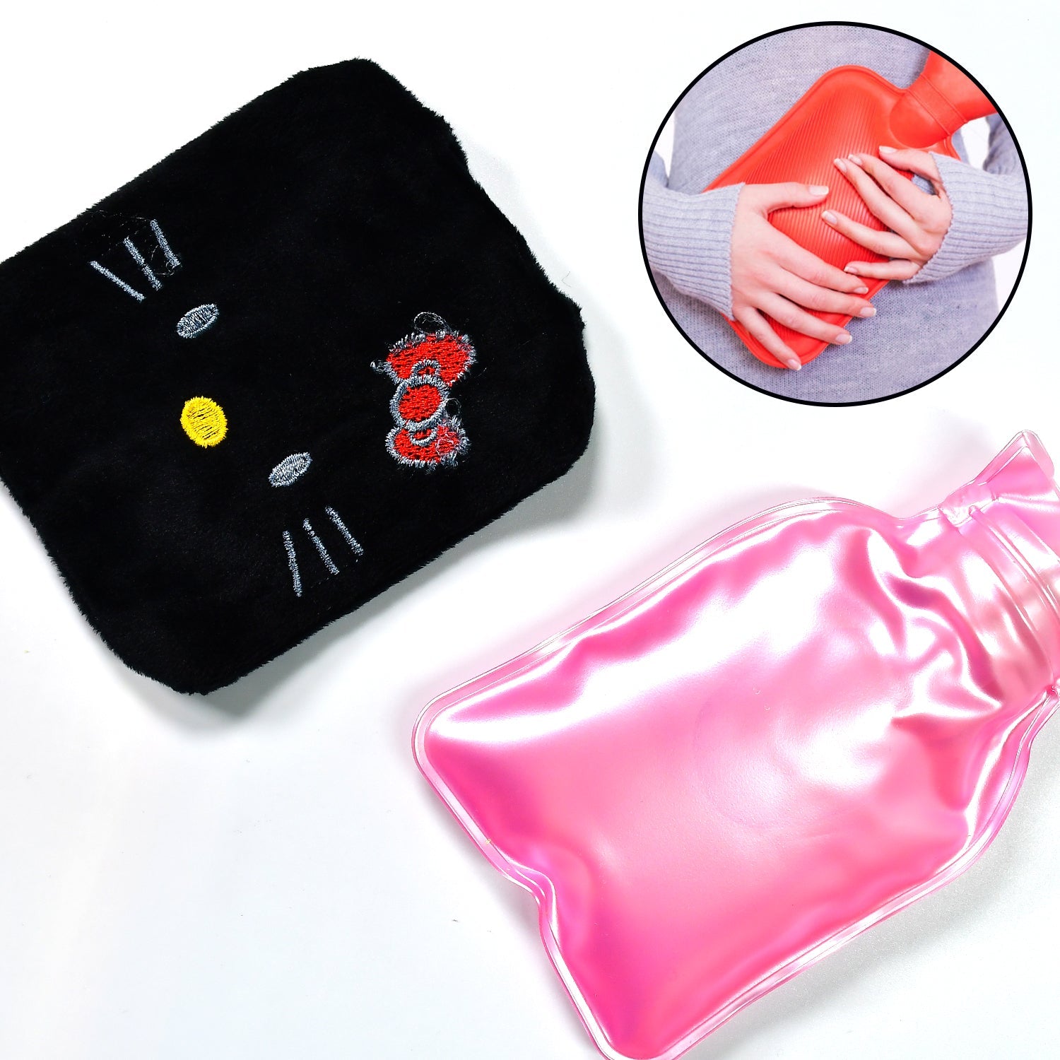 6513 Black Hello Kitty small Hot Water Bag with Cover for Pain Relief, Neck, Shoulder Pain and Hand, Feet Warmer, Menstrual Cramps. DeoDap 6513 Black Hello Kitty small Hot Water Bag with Cover for Pain Relief, Neck, Shoulder Pain and Hand, Feet Warmer, Menstrual Cramps. DeoDap